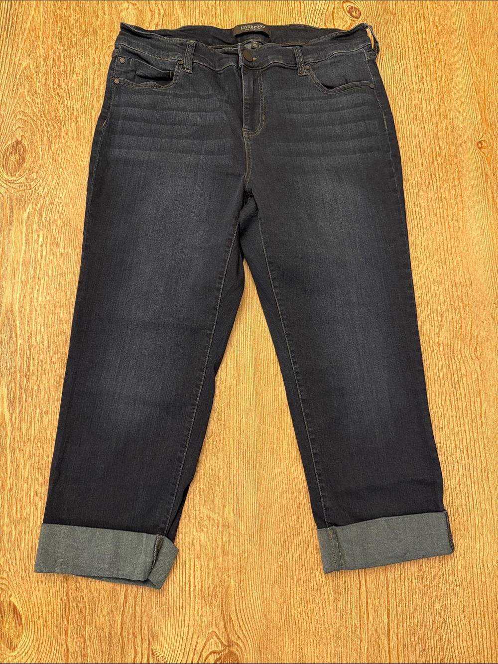 Liverpool Los Angeles Women's Dark Indigo Cuffed Charlie Crop Skinny size 16W